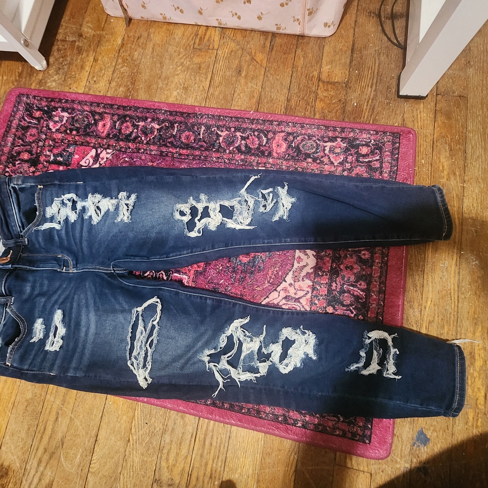 Distressed Blue Jeans
